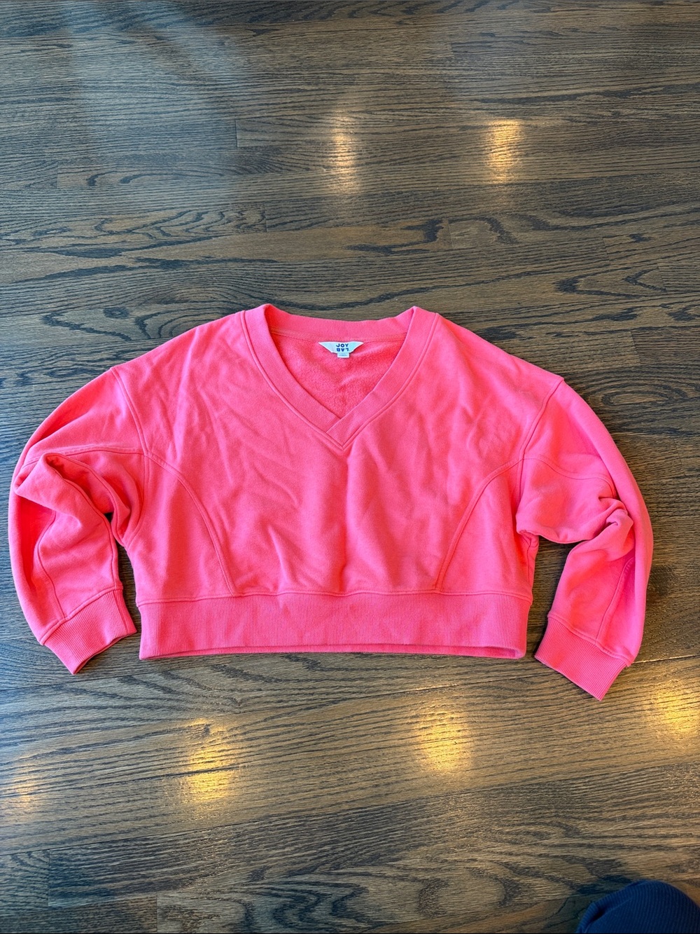 JoyLab - Women's French Terry V-Neck Sweatshirt Pink Coral size XS NWOT